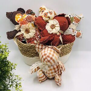 Set of 6 Handmade Mini Bears, Shelf Decor or Bowl Fillers Tans Browns 7.5 Inches